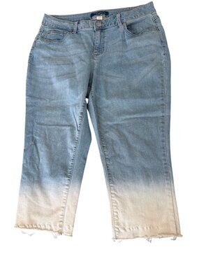 Project Blue Ombre Raw Hem Denim Jeans Cropped Plus Size 16W Flattering Fit